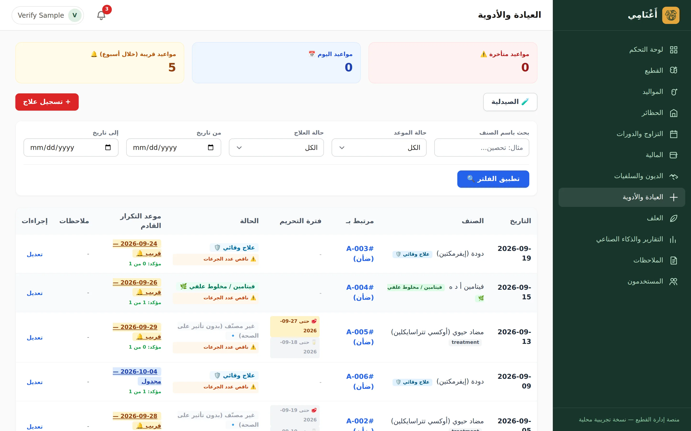 العيادة والأدوية